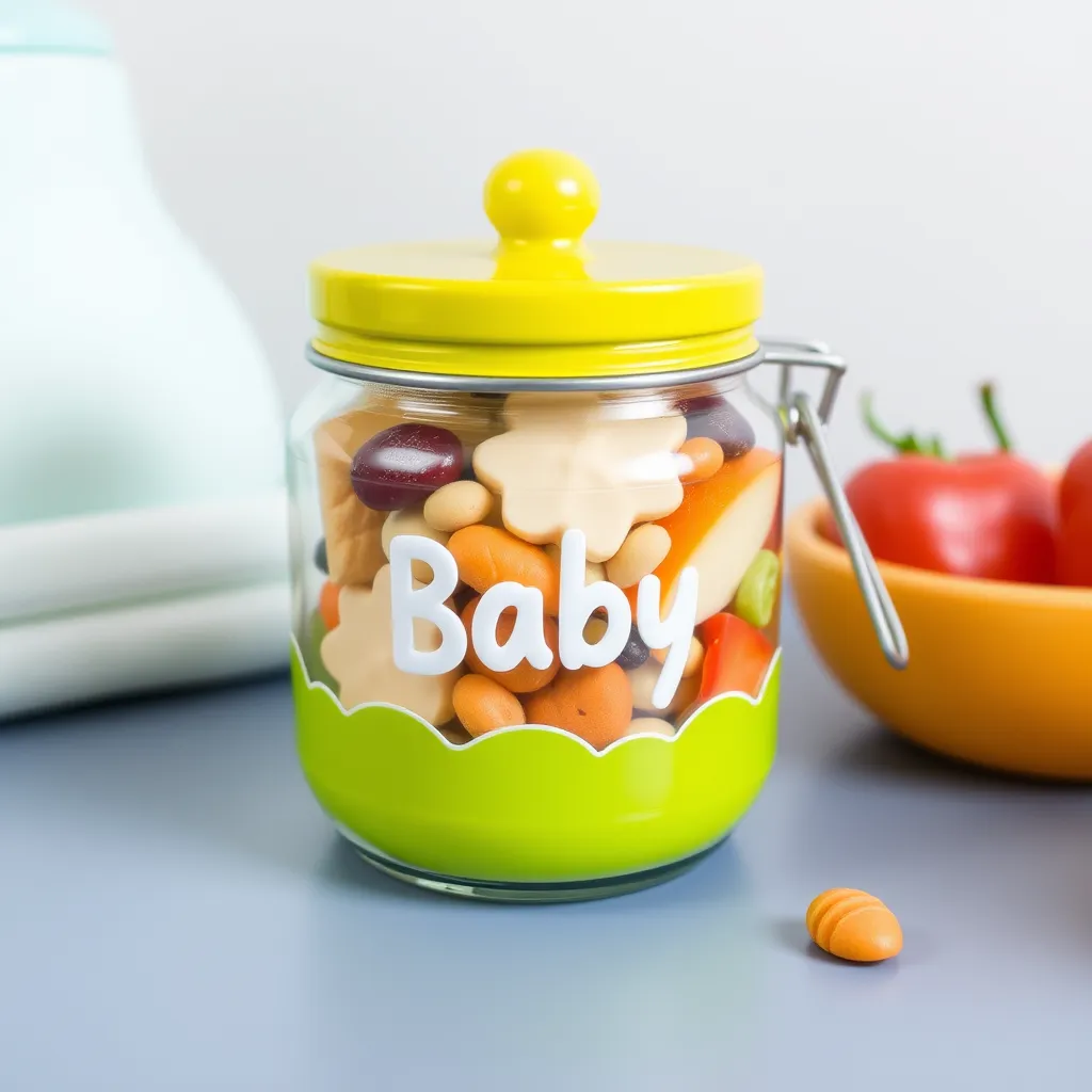 a jar of food on a table, 