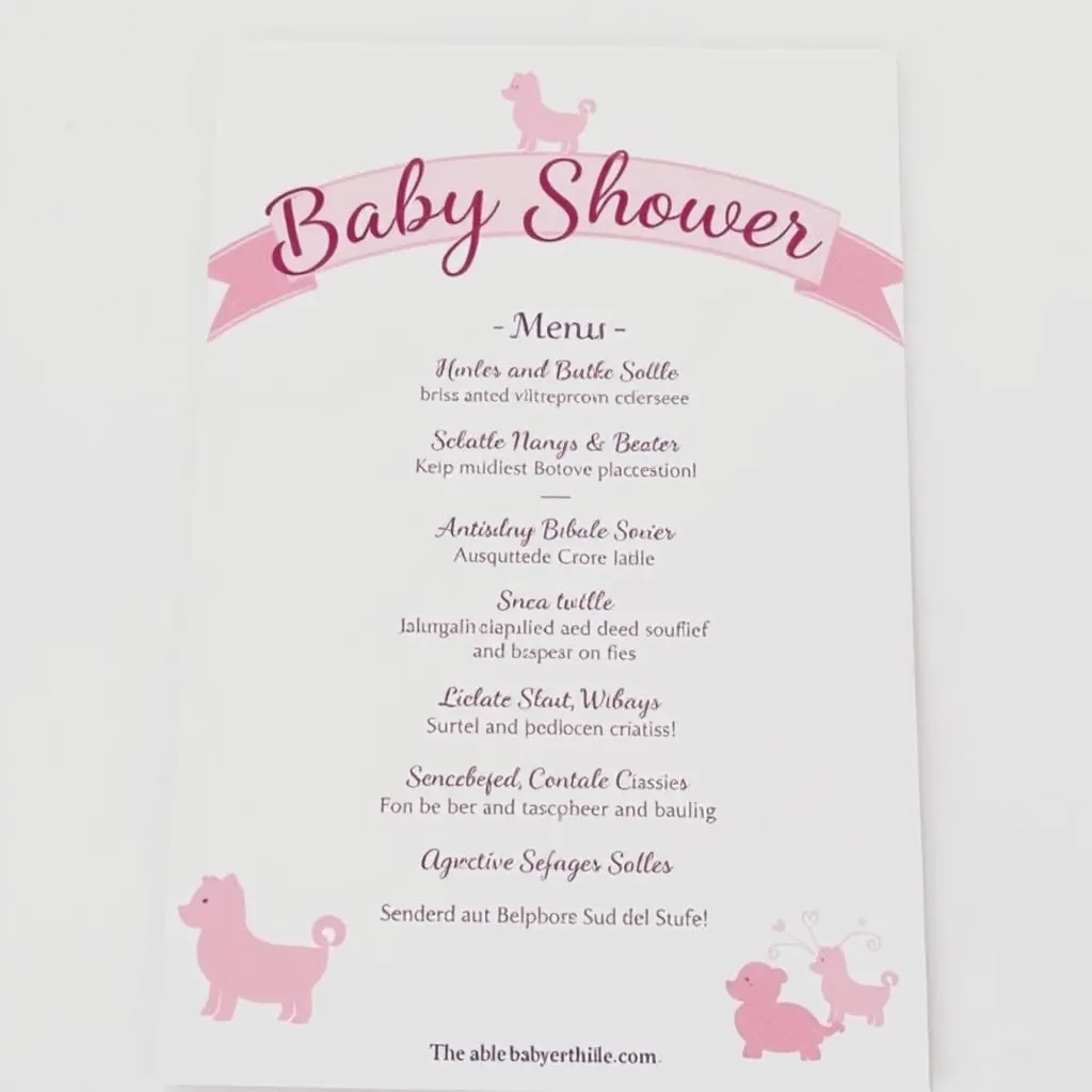 baby shower menu