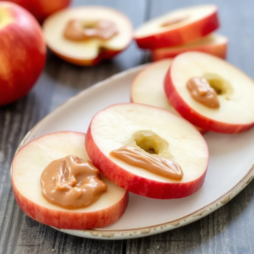 Apple Slices with Peanut Butter, kid fruit snack