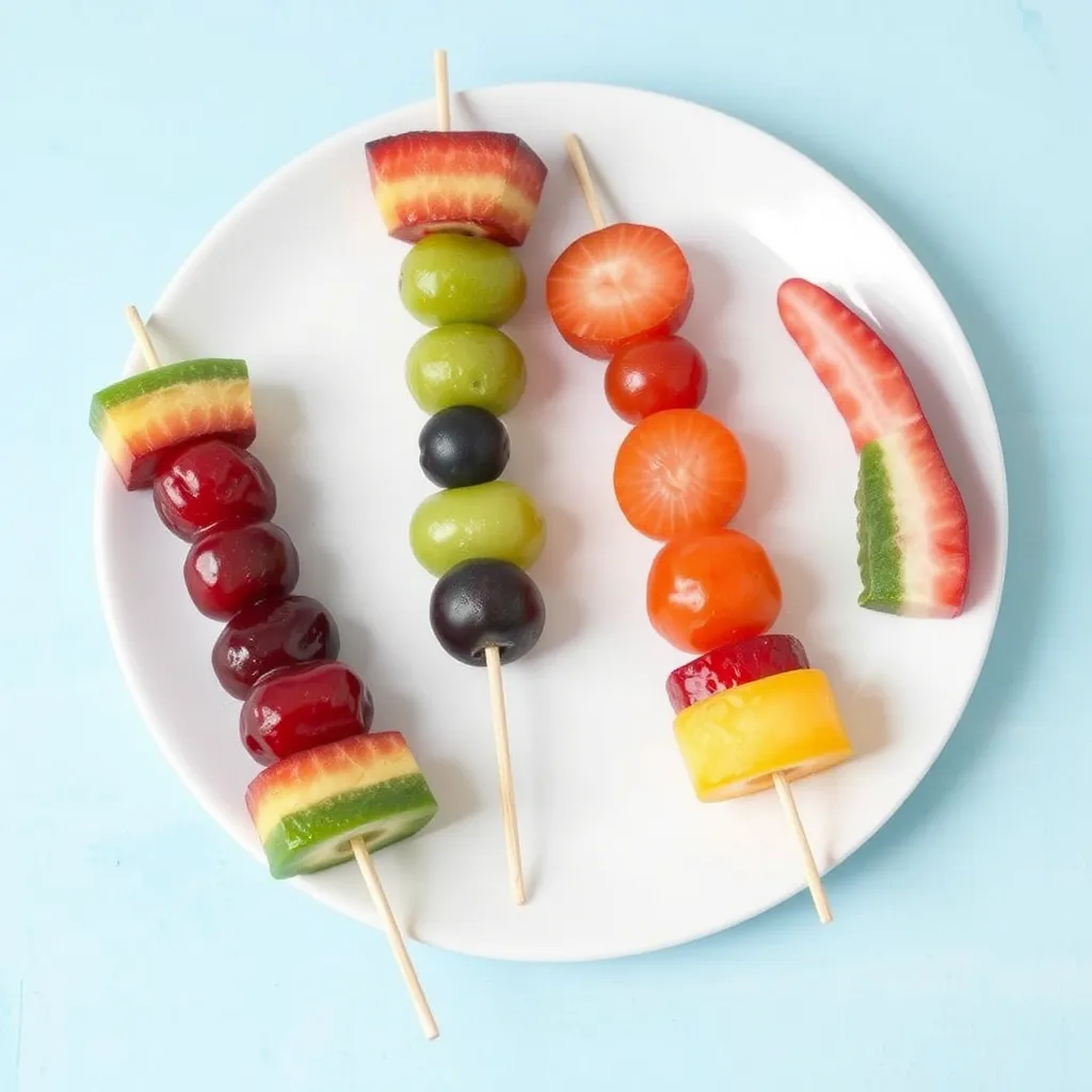 Rainbow Fruit Skewers, kid fruit snack