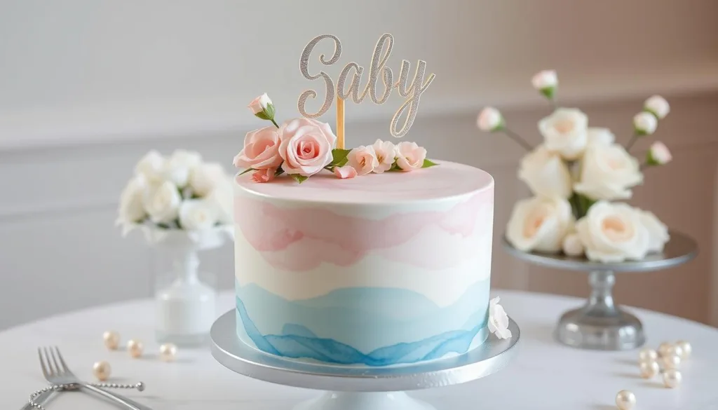 Watercolor Gender Reveal Cake Watercolor Gender Reveal Cake