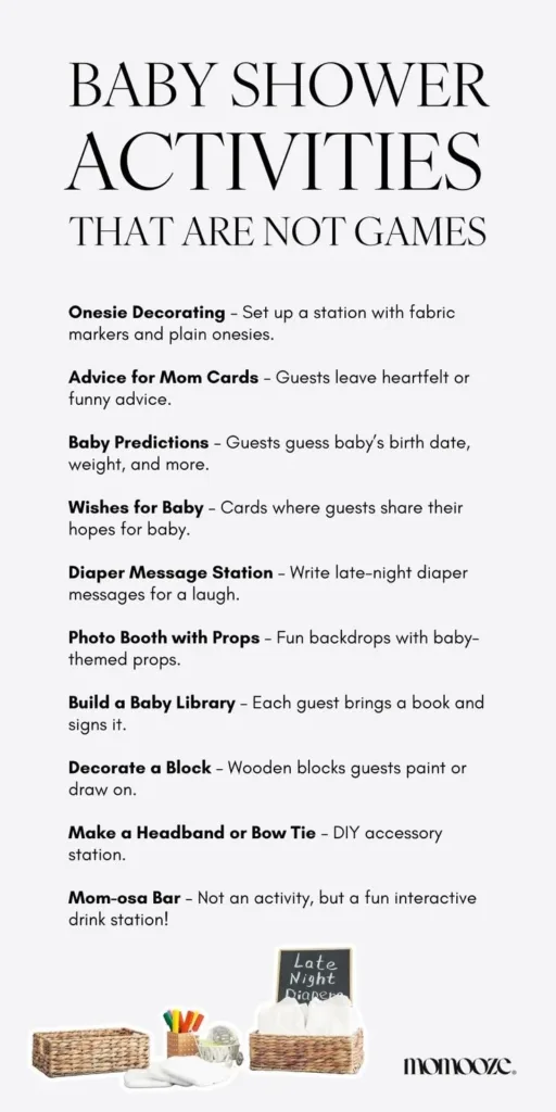 Cool baby shower activities for guests that are not games.