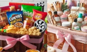Beautifully arranged DIY gift baskets for various occasions.