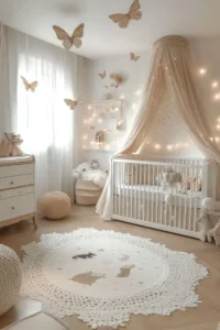 Boho nursery decor featuring soft textiles and playful accents for a peaceful baby room.