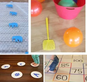 Kids engaging in various indoor energy burners activities