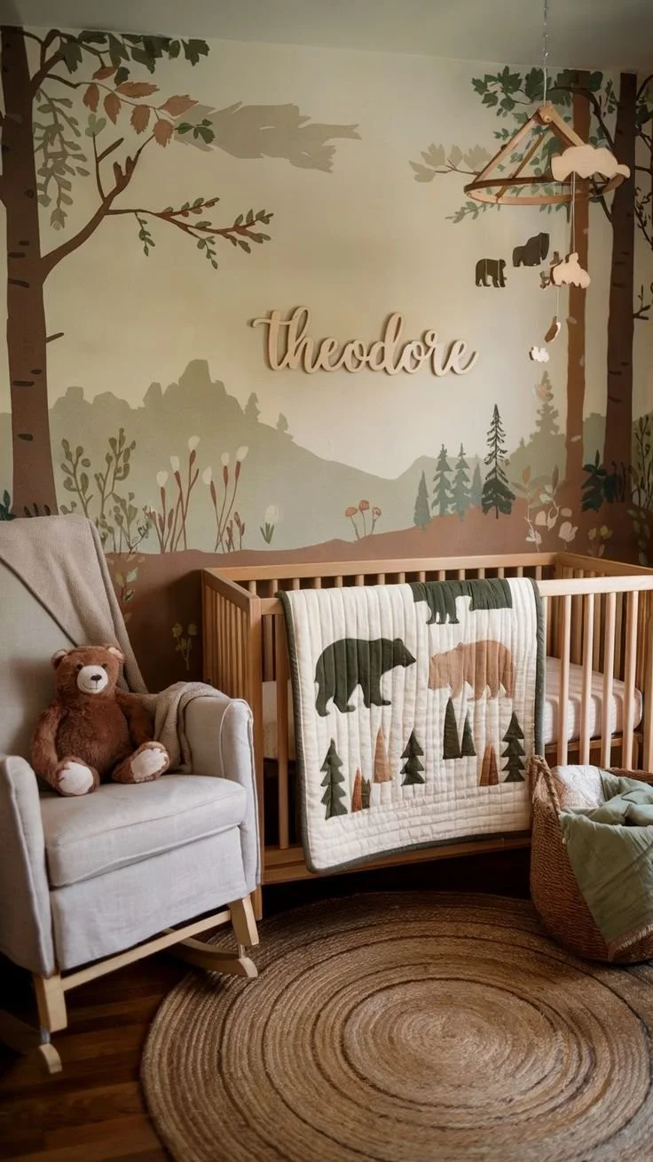 25+ Rustic Woodland Nursery Ideas for a Warm & Cozy Baby Room