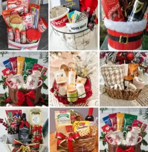 Variety of DIY Christmas gift baskets for holiday gifting ideas
