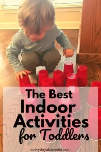 A collection of 42 simple indoor activities for toddlers and preschoolers.
