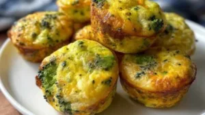 Delicious and healthy broccoli egg bites served on a plate