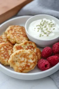 Homemade classic apple fritters served on a plate, ideal for babies.