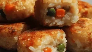 Easy chicken rice bites with veggies ready to serve for dinner