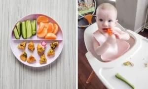 Platter of freezer-friendly finger foods for babies aged 9-12 months.