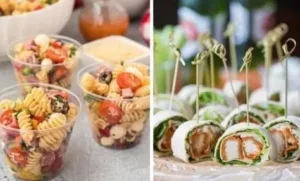 Delicious and budget-friendly baby shower food ideas displayed on a table.