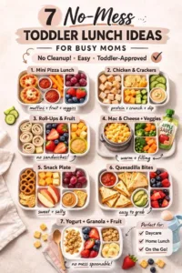 No-mess toddler lunch ideas for busy moms with quick meal options.