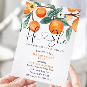 Colorful gender reveal party invitations with cute designs for moms