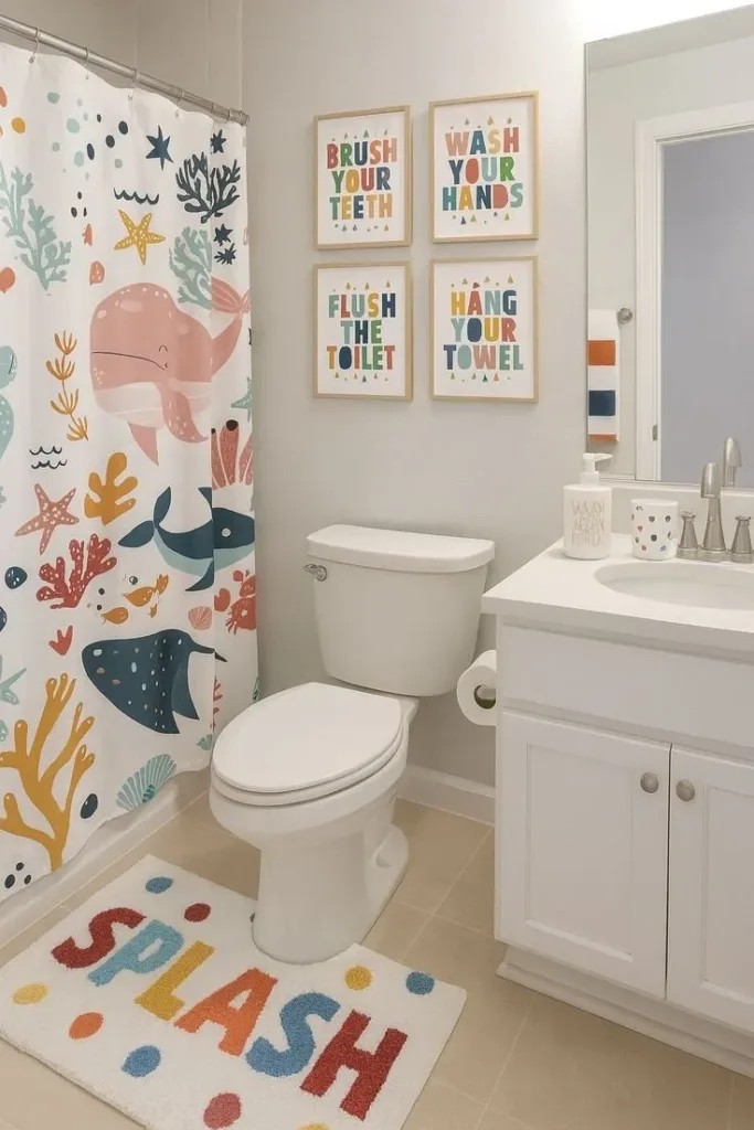 Colorful kid’s bathroom decor featuring playful design elements for toddlers
