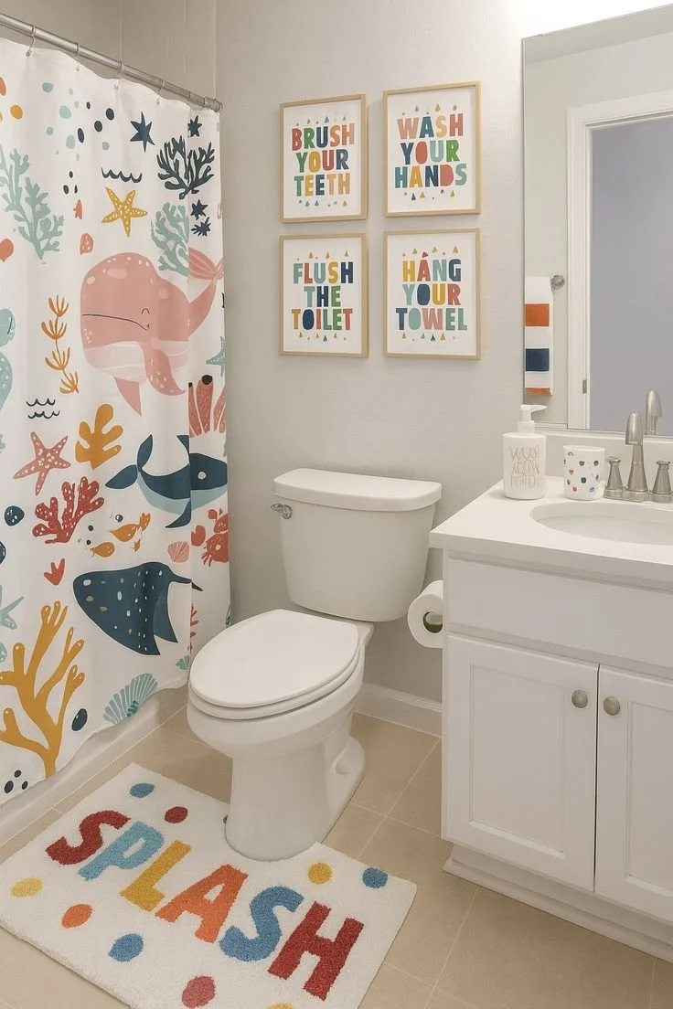 Colorful Kid’s Bathroom Design Idea – Toddler Bathroom Decor