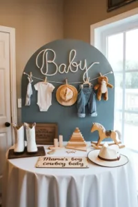 Creative denim twist ideas for a baby boy baby shower theme.