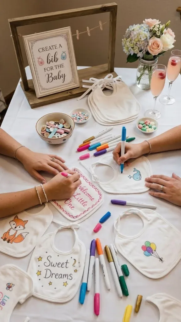 Colorful DIY baby shower crafts table ideas for an interactive party