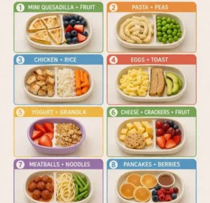 Colorful toddler meal ideas for picky eaters and healthy eating habits.