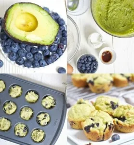 Delicious blueberry avocado mini muffins on a plate