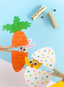 Children enjoying a fun DIY Easter craft activity featuring a colorful Easter bunny.