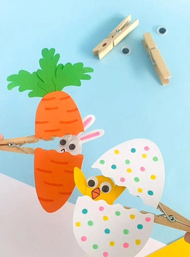 Fun Easter craft activity for kids, DIY spring art activity homeschool Easter bunny craft idea kids