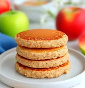 Nutritious healthy apple pancakes for babies served with fresh fruit.