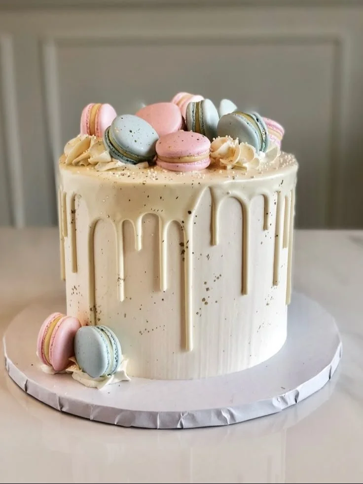 Macaron cake for a Baby Reveal Shower
