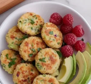 Nutritious chicken and broccoli nuggets perfect for baby-led weaning.