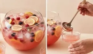 Delicious Pink Punch beverage served at a baby shower
