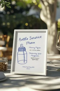 Customizable drink menu sign for a baby shower accessory