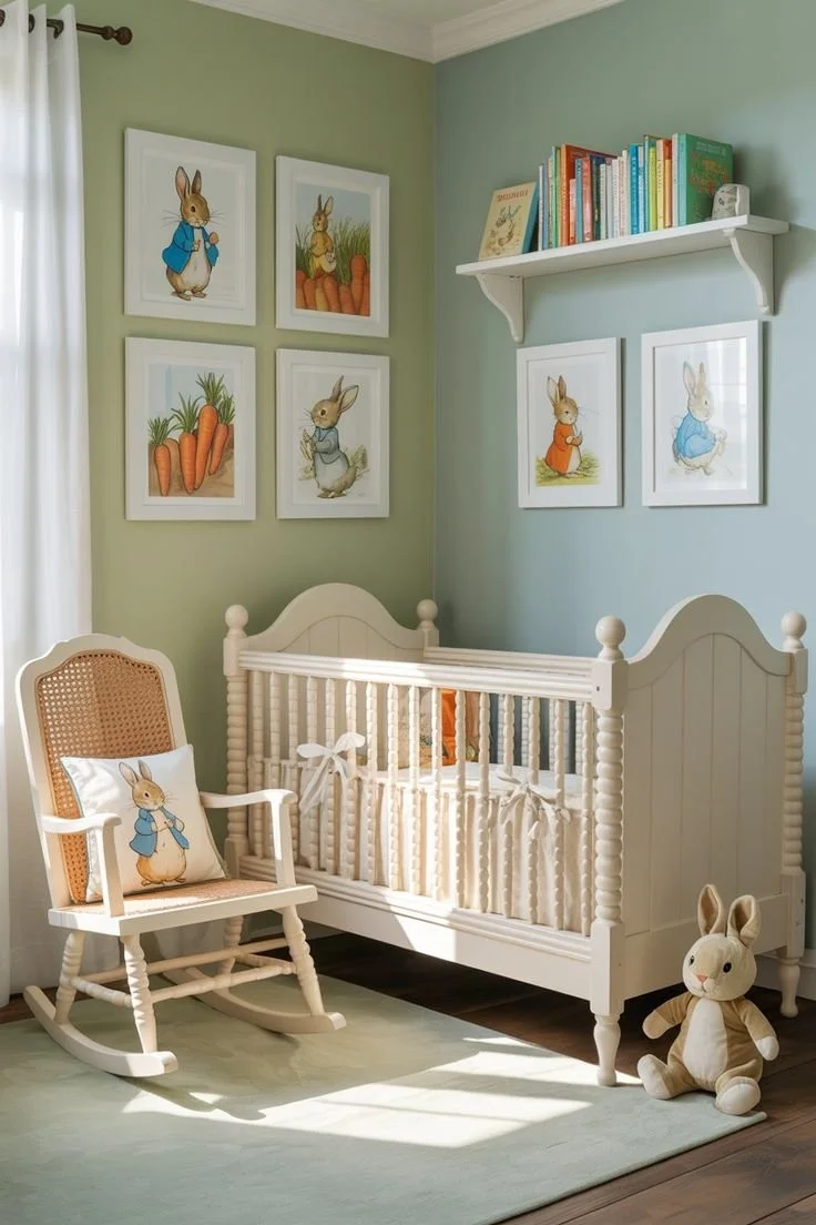 Stylish gender neutral nursery design with soft colors and decor for babies