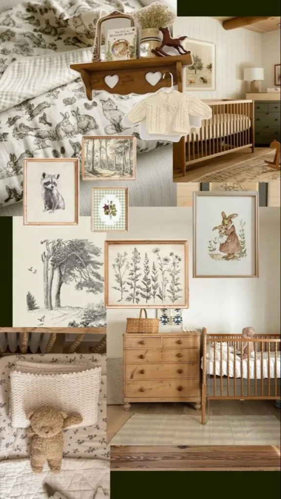 Cozy and beautiful baby nursery with crib and soft decor