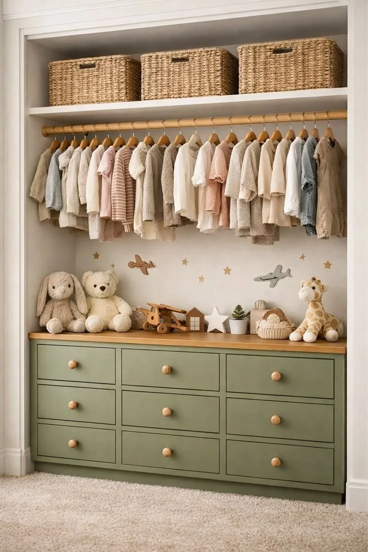 Clever kids closet organization ideas for nursery storage and toys.