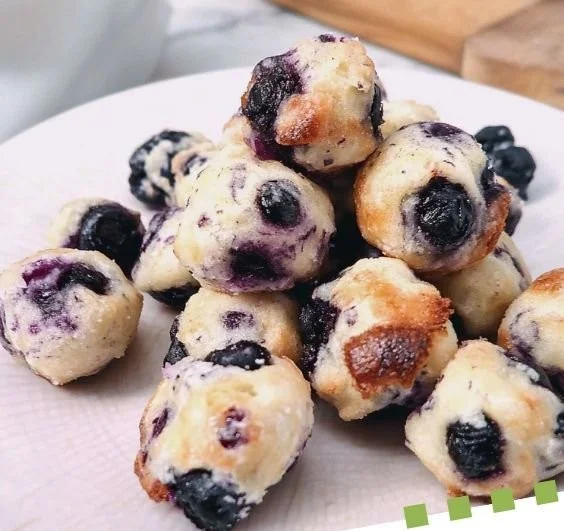 Healthy baked blueberry fritters made with Greek yogurt for toddlers
