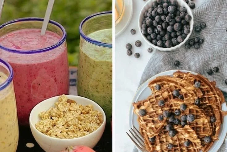 Nutritious meal ideas for breastfeeding moms prepared in a kitchen setting.