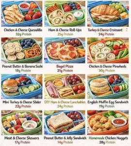 Colorful kid-friendly lunch ideas on a plate, showcasing quick and healthy meals.