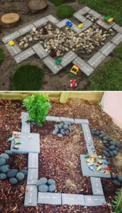 Kids and moms enjoying backyard DIY projects together