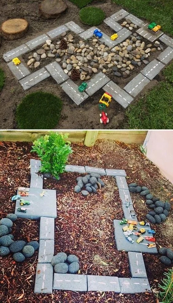 Kids and moms enjoying backyard DIY projects together