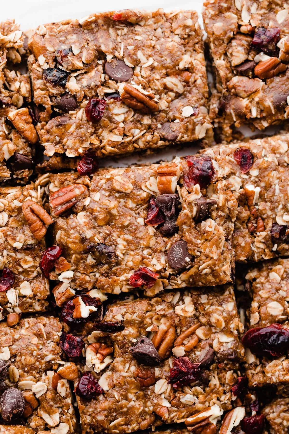 Homemade no bake cereal bars ready for a quick snack for busy moms.