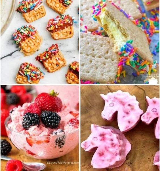 A colorful assortment of no-bake recipes for kids, showcasing fun and easy treats