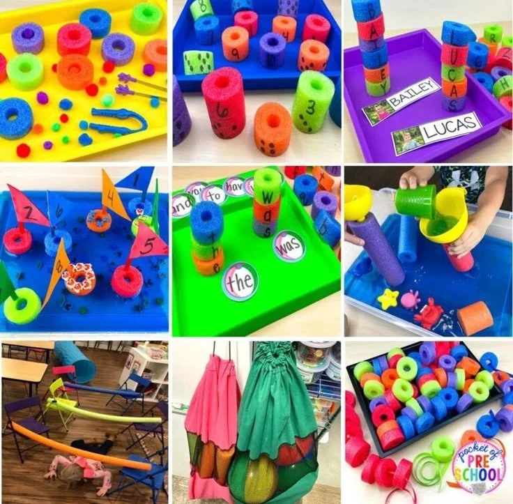 Kids enjoying creative pool noodle activities for fun and learning