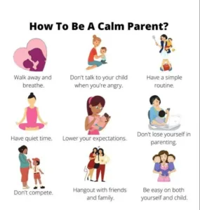Parent helping child with positive parenting techniques at home