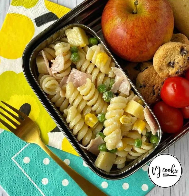 Colorful kids' pasta salad with veggies for busy weeknight meals