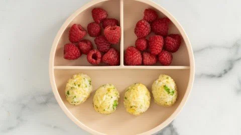 Delicious and colorful rice balls with veggies for kids