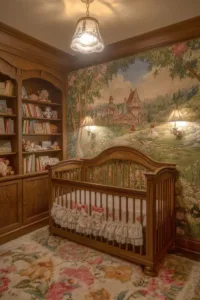Cozy rustic nursery with vintage decor elements and warm colors