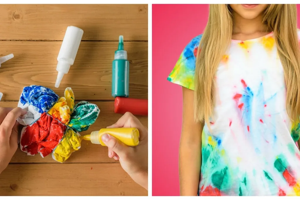 Colorful tie dye art created with baby wipes showcasing vibrant designs.