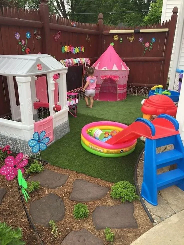 Colorful preschool garden ideas for enriching outdoor play areas for children.