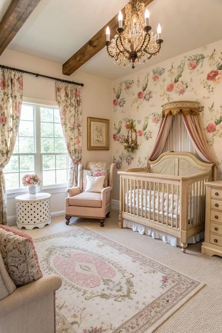 Vintage nursery decor featuring barndominium-inspired design elements